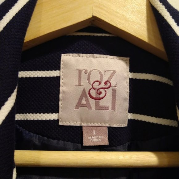 Roz & Ali Striped Moto Jacket L - Picture 2 of 8